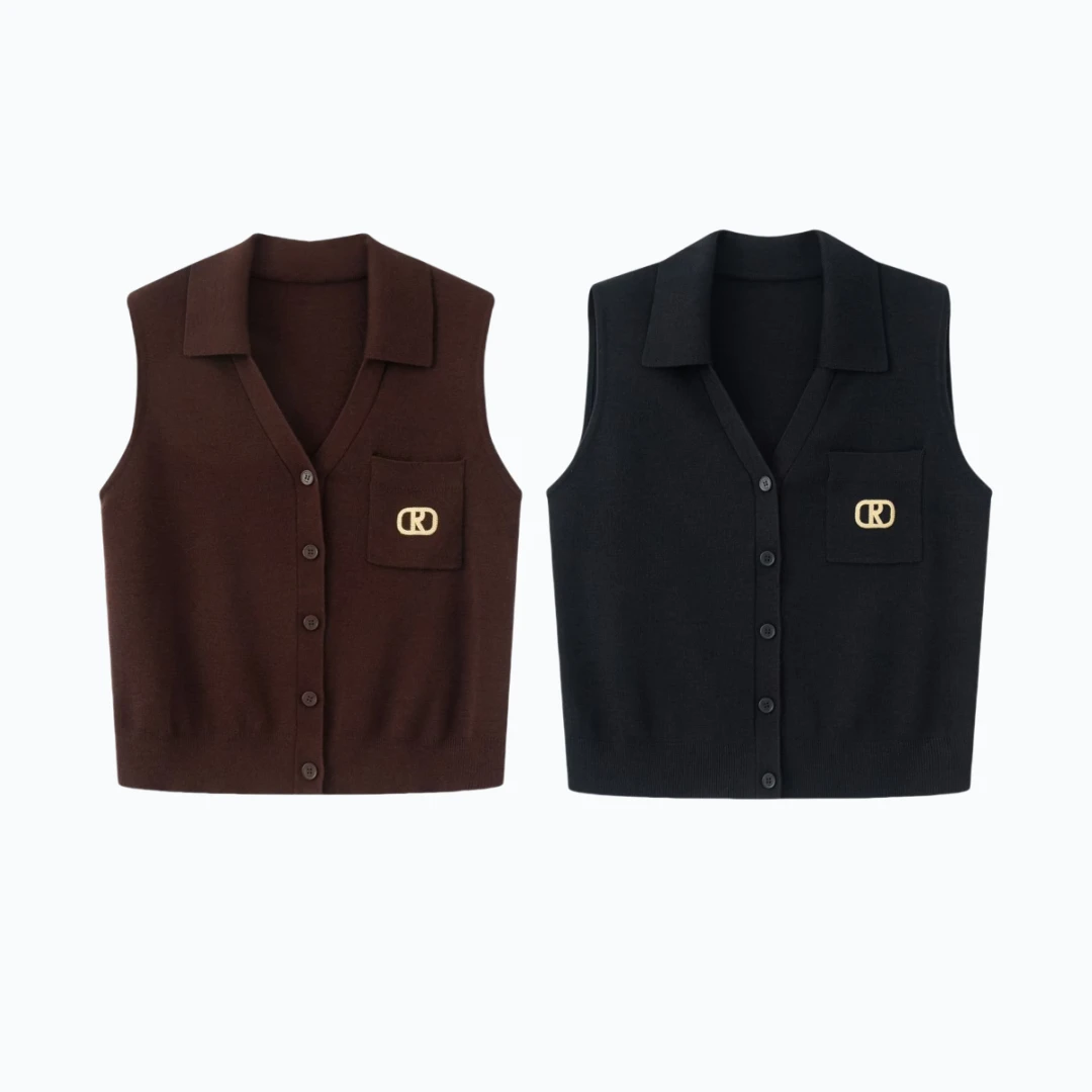 【艾家】针织衫女2025新款无袖休闲外搭百搭复古马甲上衣外套3029