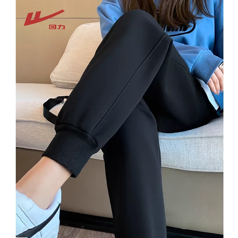 回力美式休闲百搭卫裤跑步运动卫裤女秋款松紧腰束脚裤垂感小个子