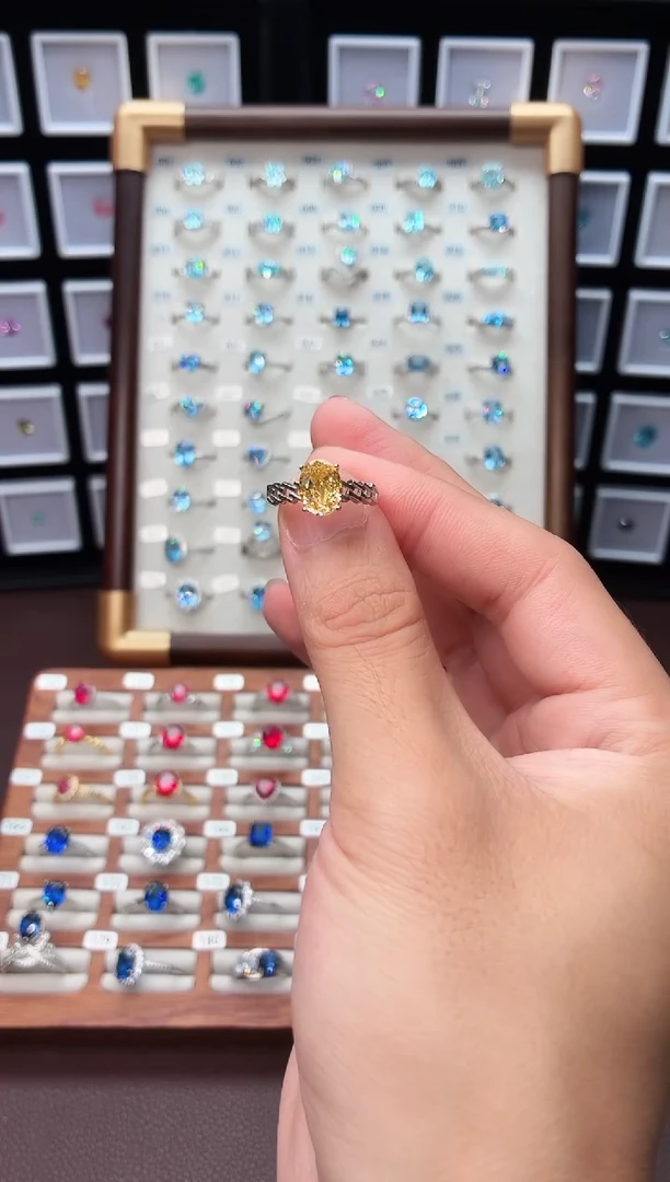 无925银轻奢金丝雀黄色女神戒