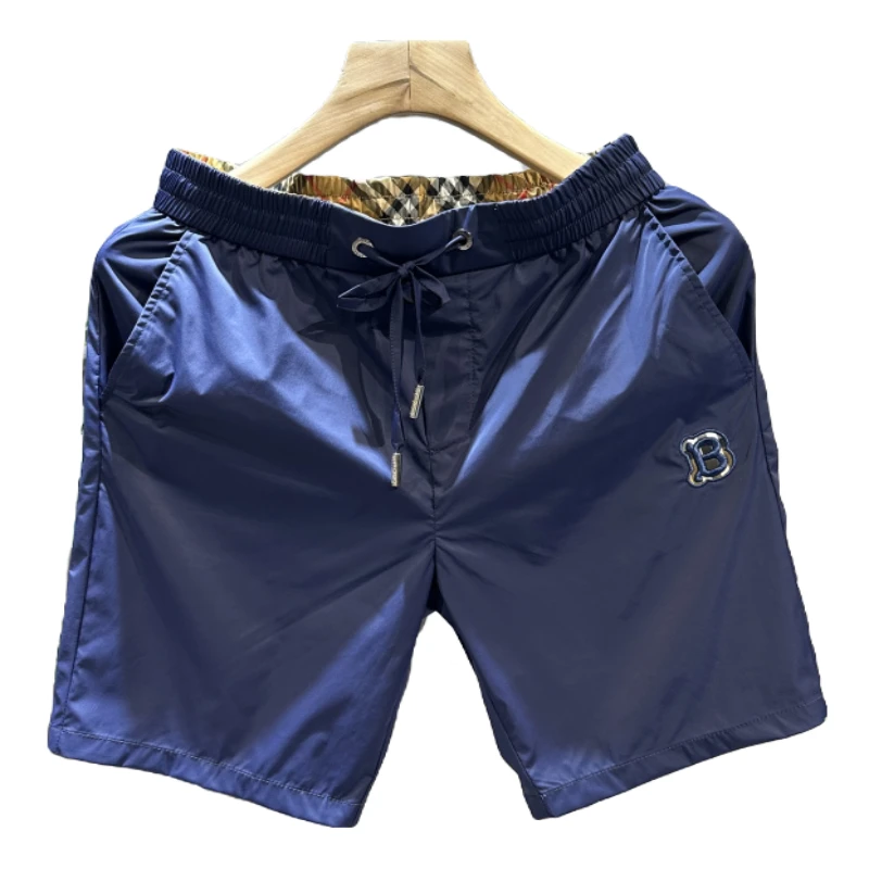 夏季男士冰丝短裤潮牌休闲五分裤薄款奢侈小伙裤速干沙滩裤中裤