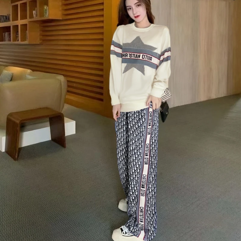【粉丝专享】2件套春秋季女套装长袖长裤宽松圆领轻奢休闲套装女508