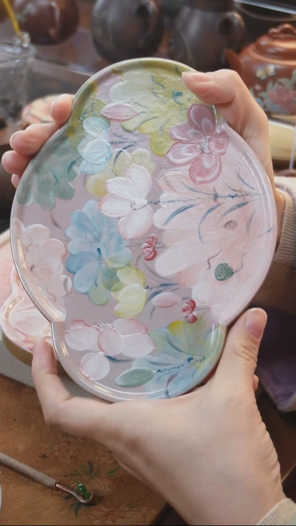 海棠花卉精致壶承