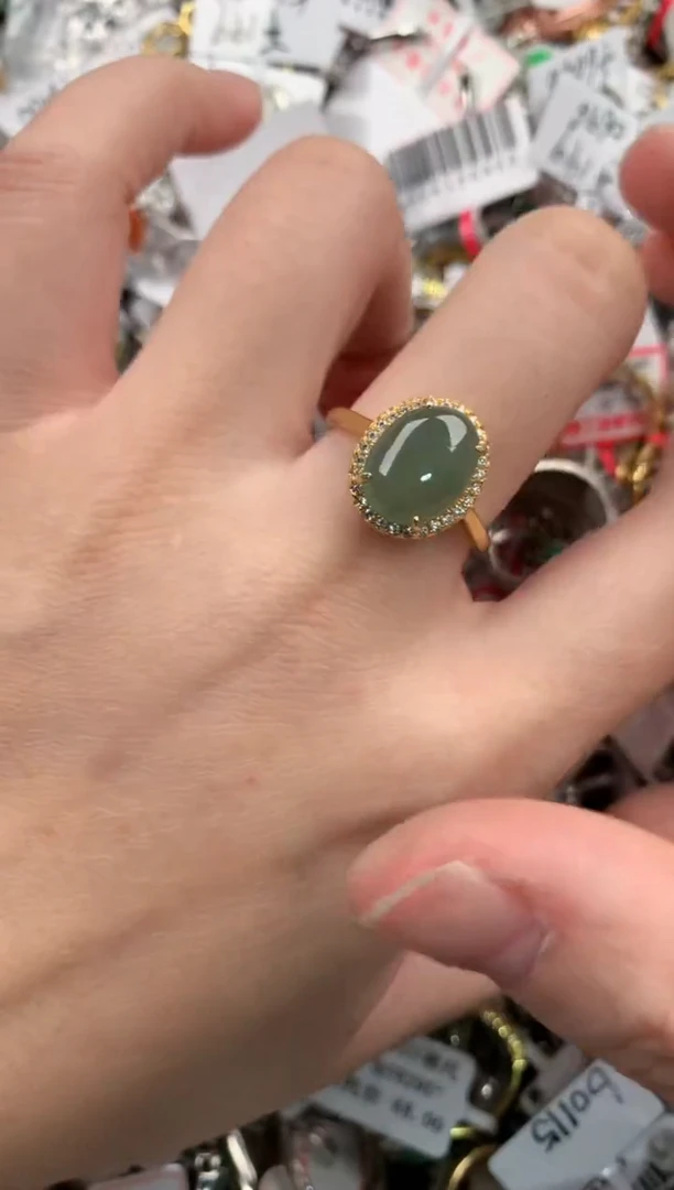 银S925镶嵌戒指翡翠999          2