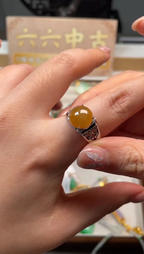 翡翠戒指银S925镶嵌yc139