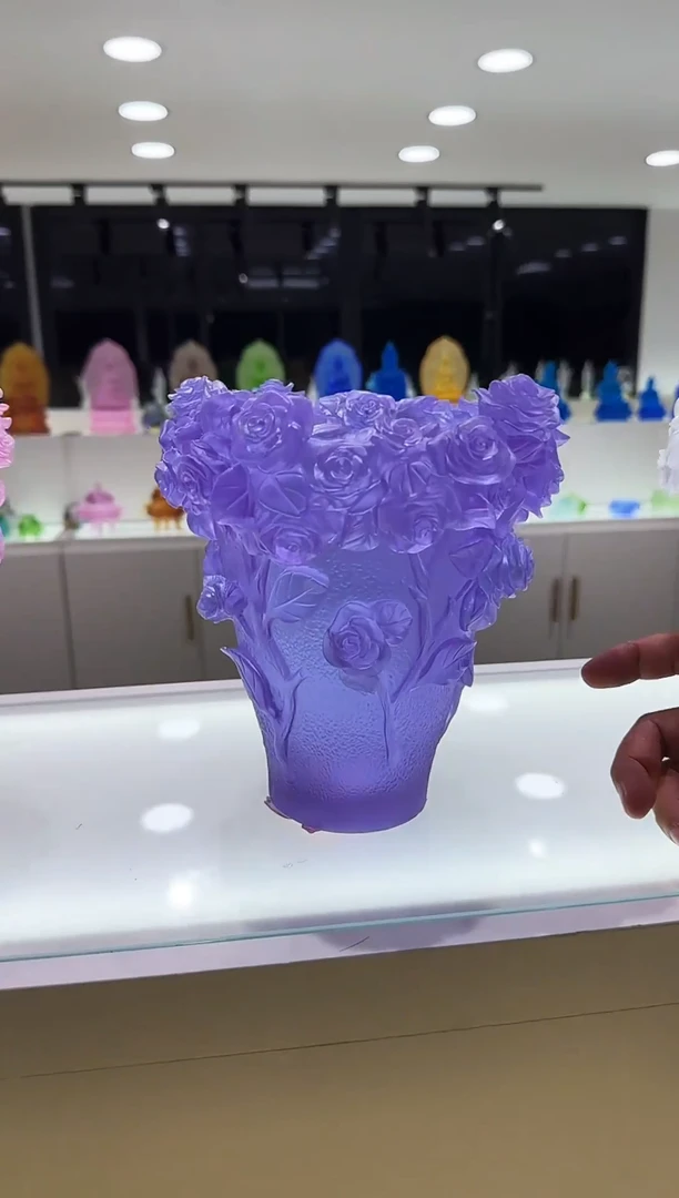 手工艺品琉璃古法琉璃玫瑰花瓶紫罗兰