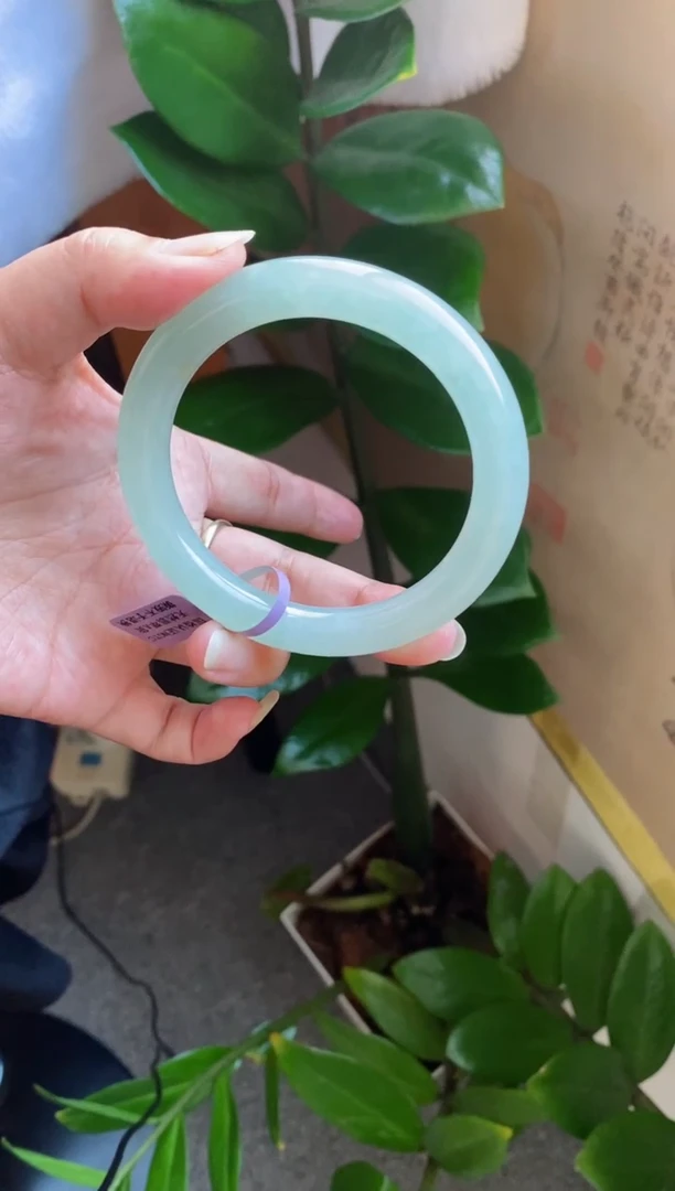 【闪购商品】翡翠手镯未镶嵌（十星强推）冰胶果绿圆条24号