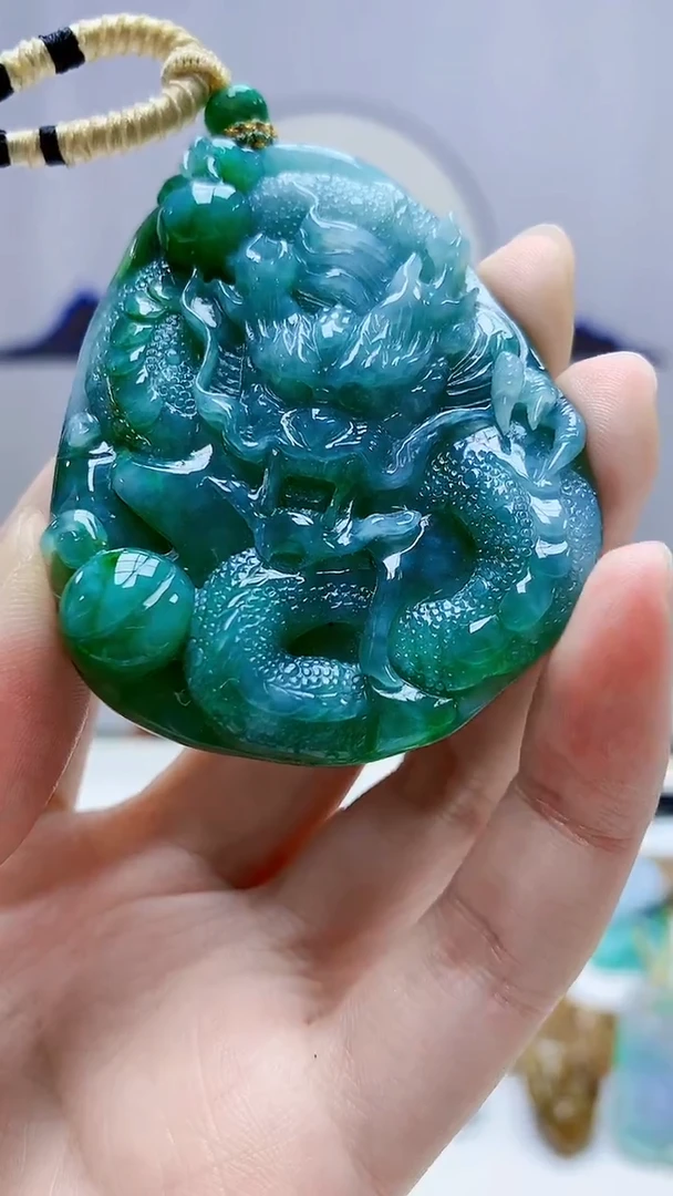 未镶嵌定制翡翠4898zm-毛货挂件龙牌146
