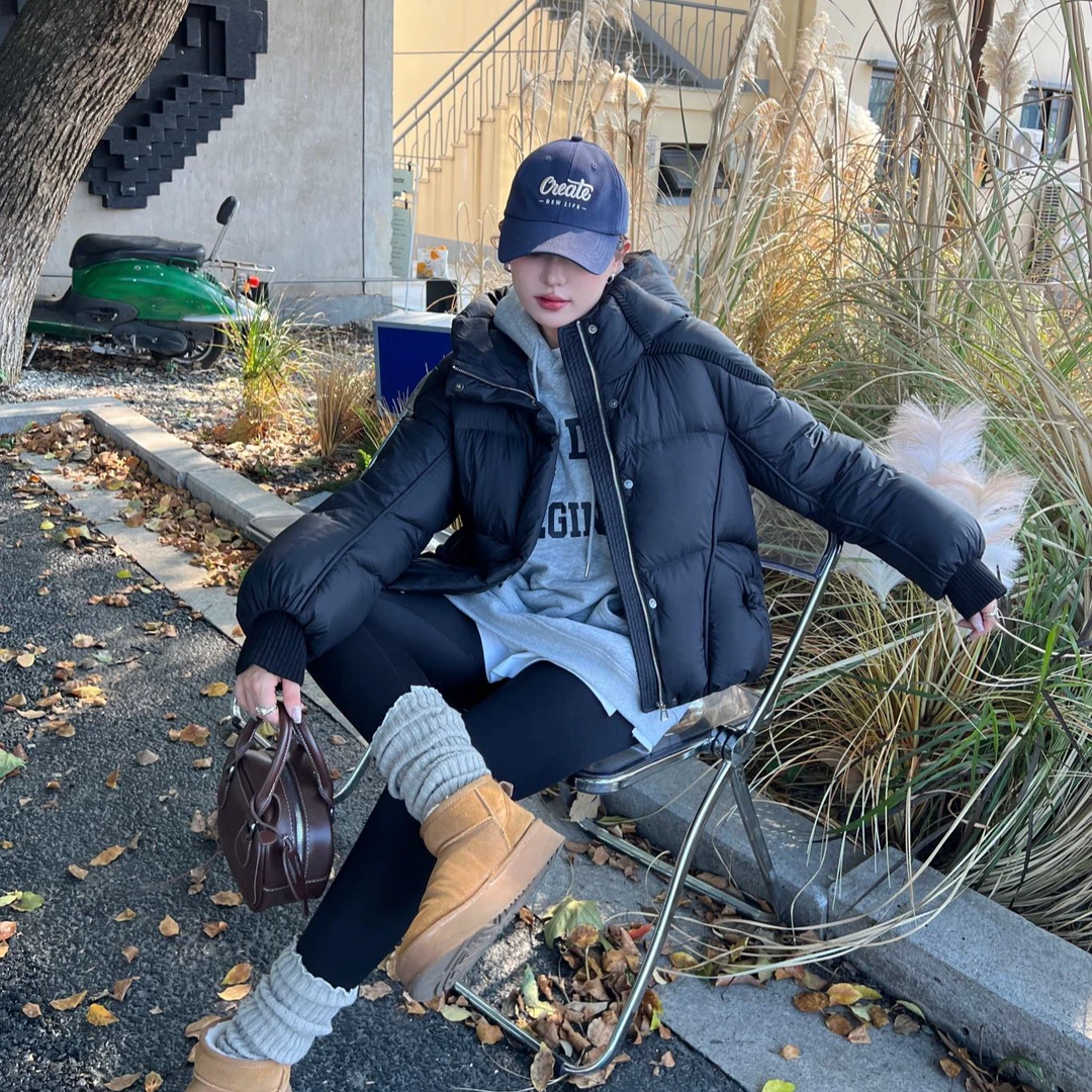 短款女冬季小个子时尚洋气连帽保暖舒适外套