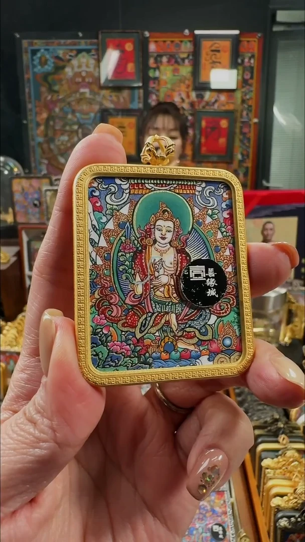 吊坠壹善缘城手绘唐卡虚空藏