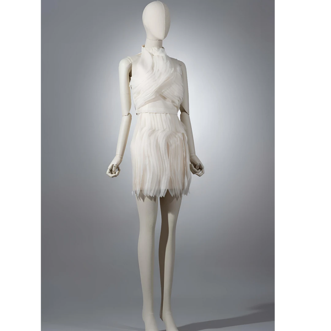 GUYOUKA 古悠卡小众设计皱纱褶片套裙白色御姐