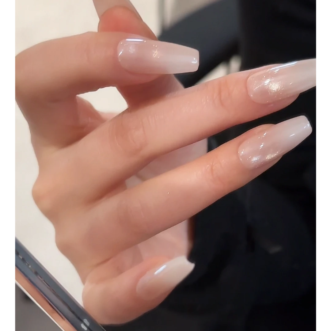 【奶霜月光】渐变猫眼蹭粉—— 小徐手工穿戴甲