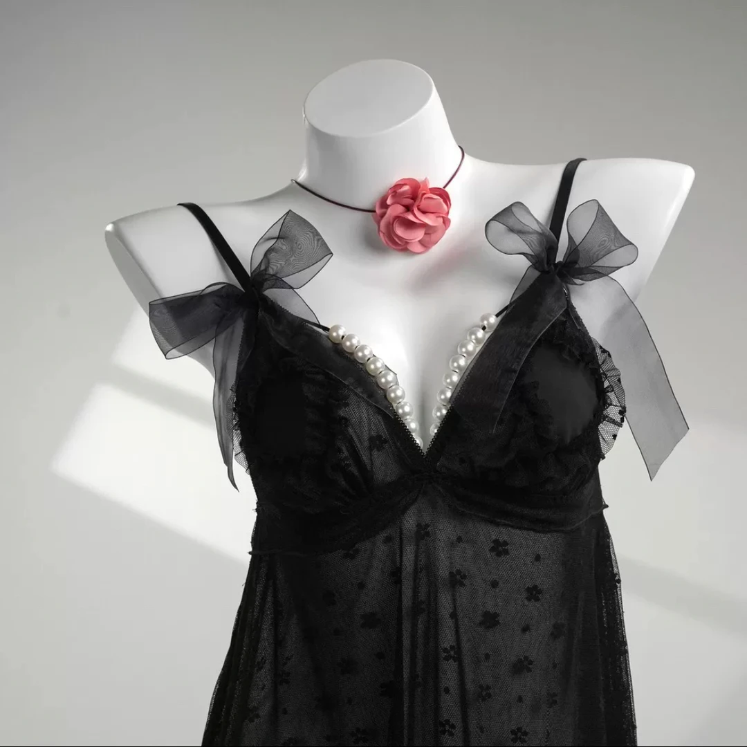 【80-125斤】欲念MISSCOCO蕾丝时尚性感可调节吊带睡裙