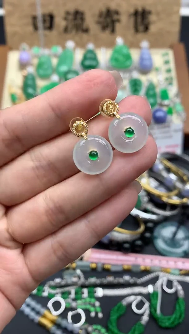 【闪购商品】翡翠耳饰18K金镶嵌170-中国好珍宝