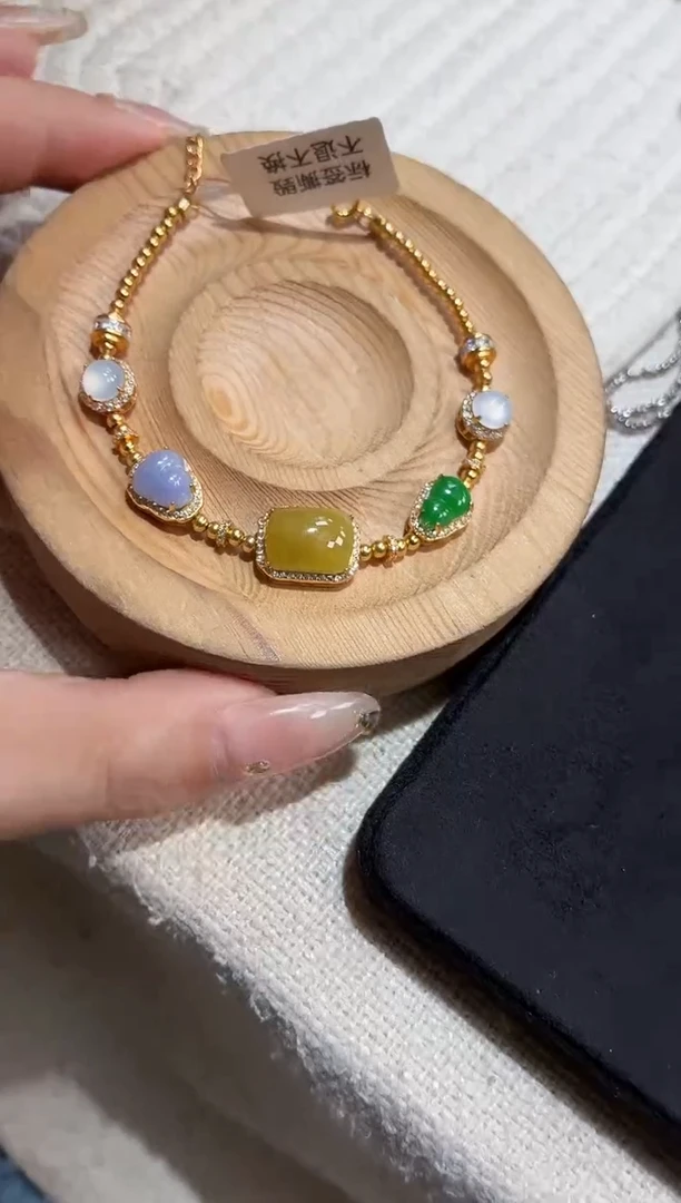 吊坠(不含链)银S925镶嵌翡翠手链