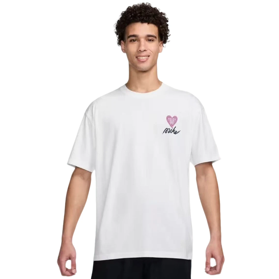 NIKE/耐克 男子2025情人节白色图案百搭休闲圆领T恤短袖HJ0585100
