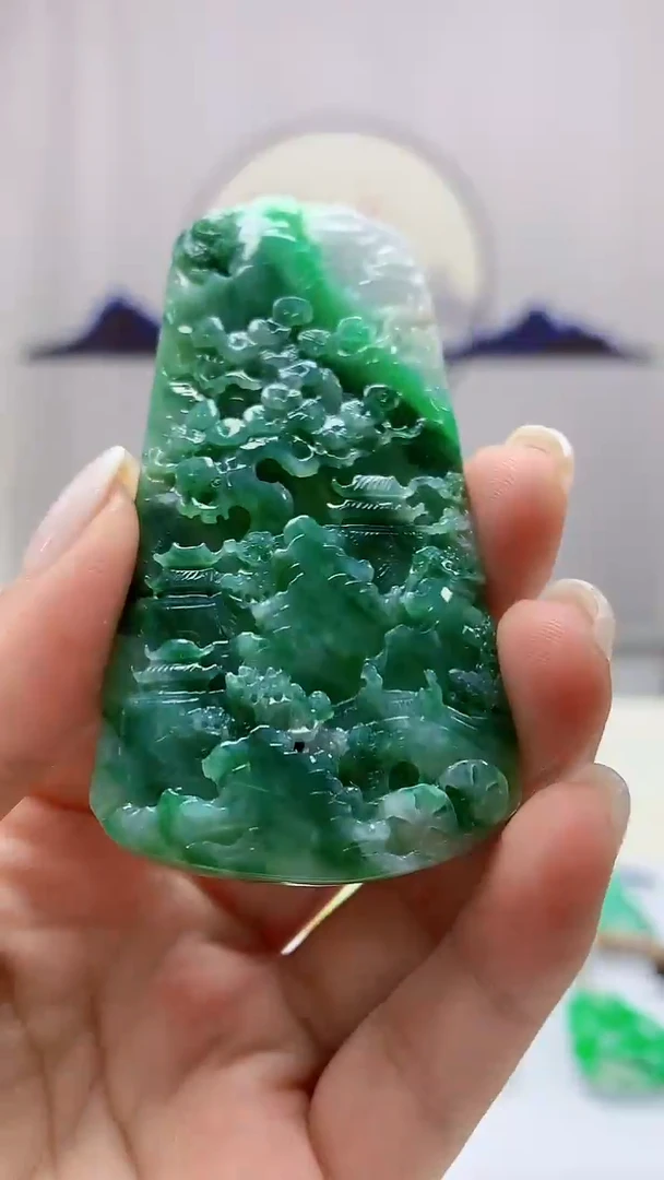 定制翡翠未镶嵌5145ms-毛货167山水