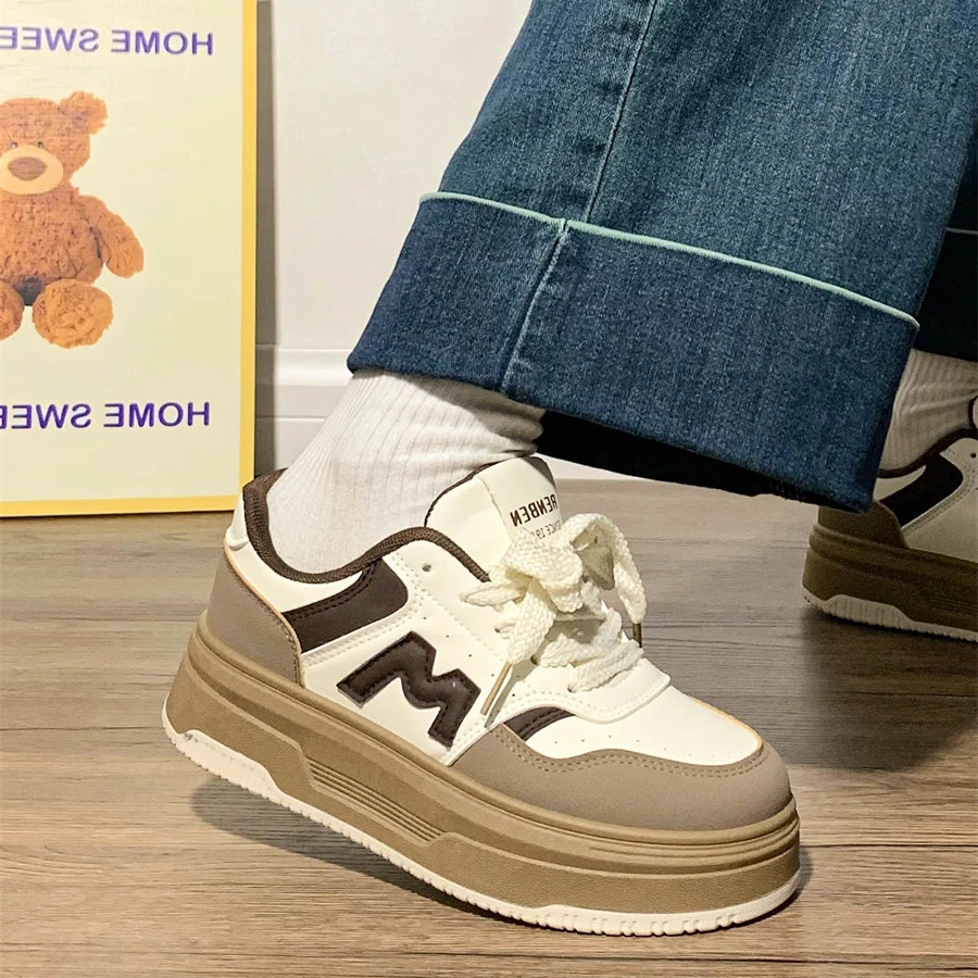 人本厚底板鞋女2024春秋新款原创小众小白鞋百搭ins潮休闲运动鞋