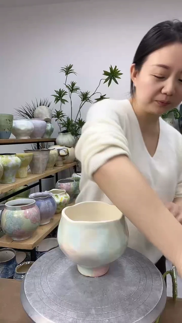 9.7陶瓷花盆直播链接高.      口12