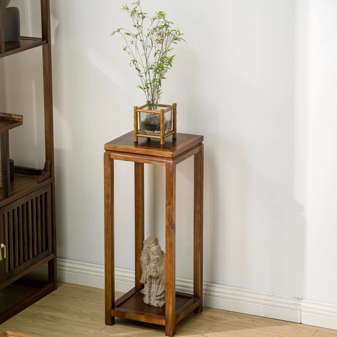 【实木高承重】客厅花架玄关摆件架置物架盆景架茶室禅意花几落地