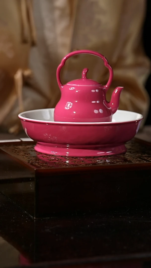 【闪购商品】杯胭脂红提梁壶1+胭脂红壶承
