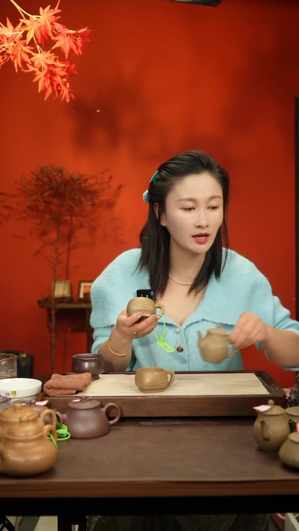 【闪购商品】紫砂茶壶宝山墨绿泥祥云杯一对