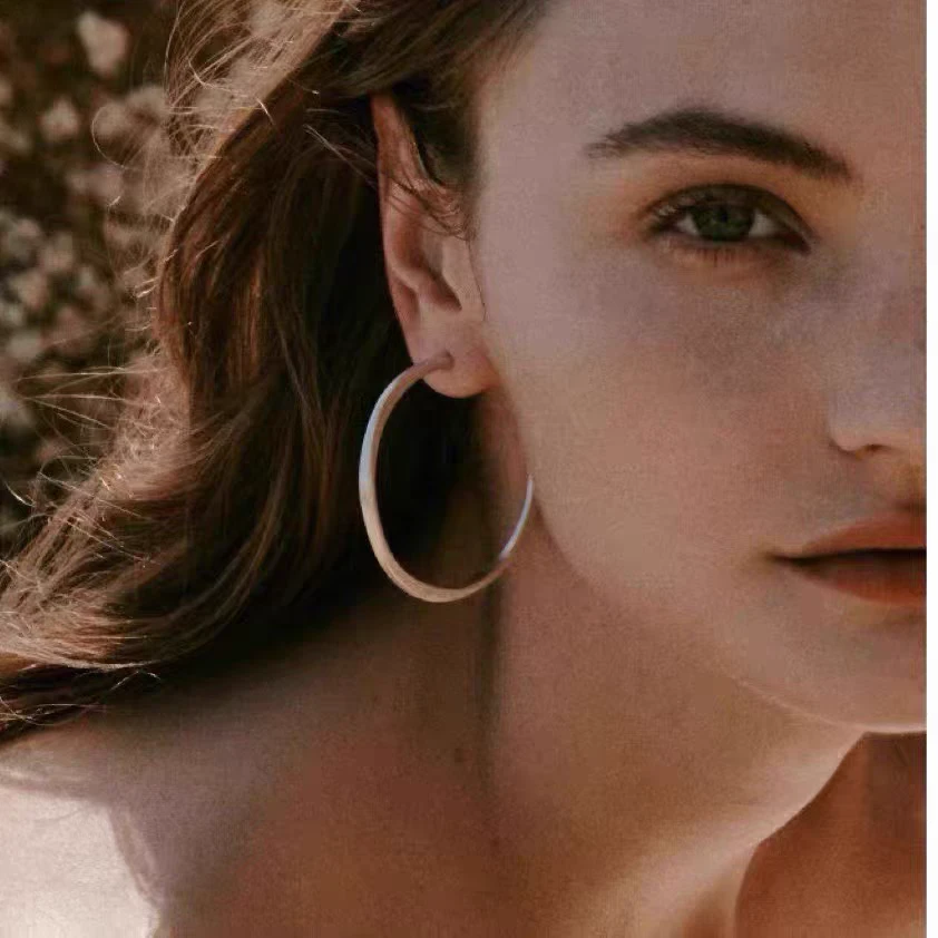 黄铜耳饰 董洁同款素圈小众设计高级气质百搭圆形C圈时髦耳环