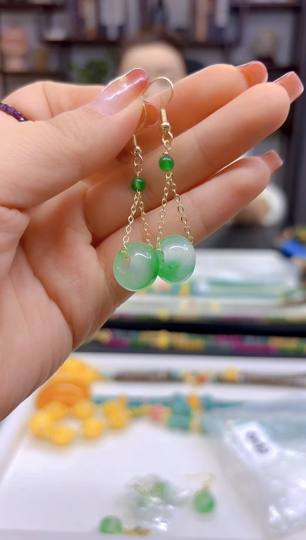 【闪购商品】翡翠耳饰14K金镶嵌耳饰E624