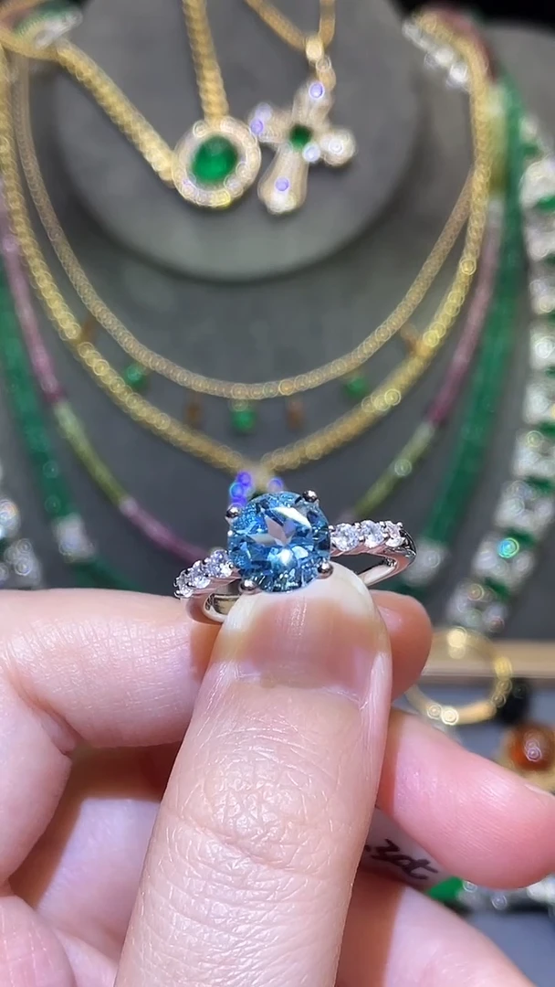 托帕石戒指银S925镶嵌2.3ct
