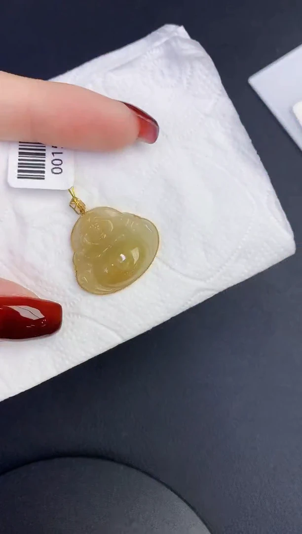 颈饰18K金镶嵌翡翠缅甸天然翡翠a货