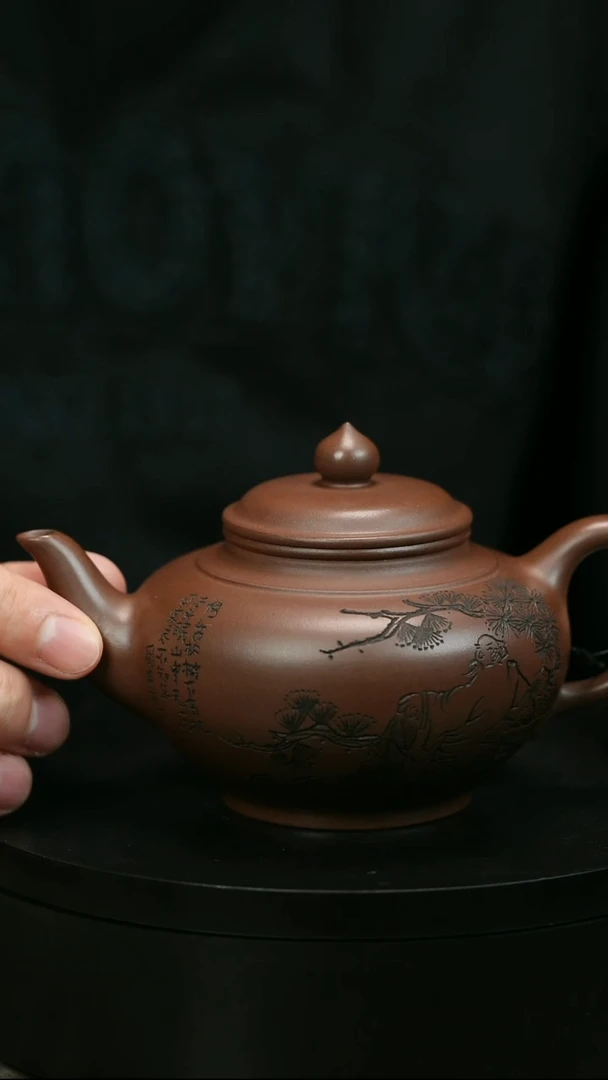 茶壶紫砂邵*文H1456赵信军刻绘笑樱
