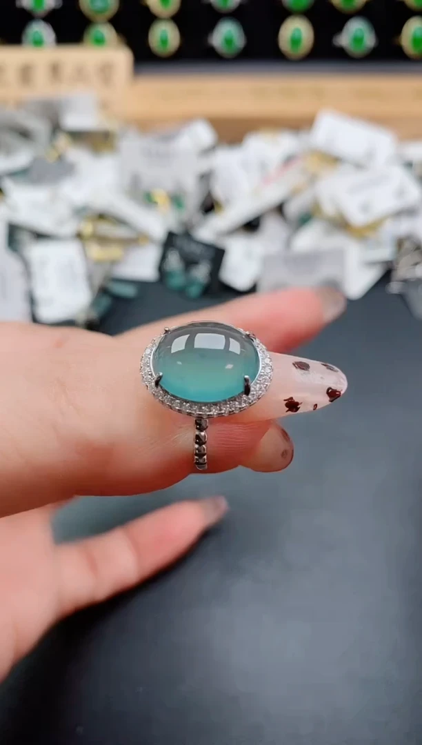 银S925镶嵌戒指翡翠1