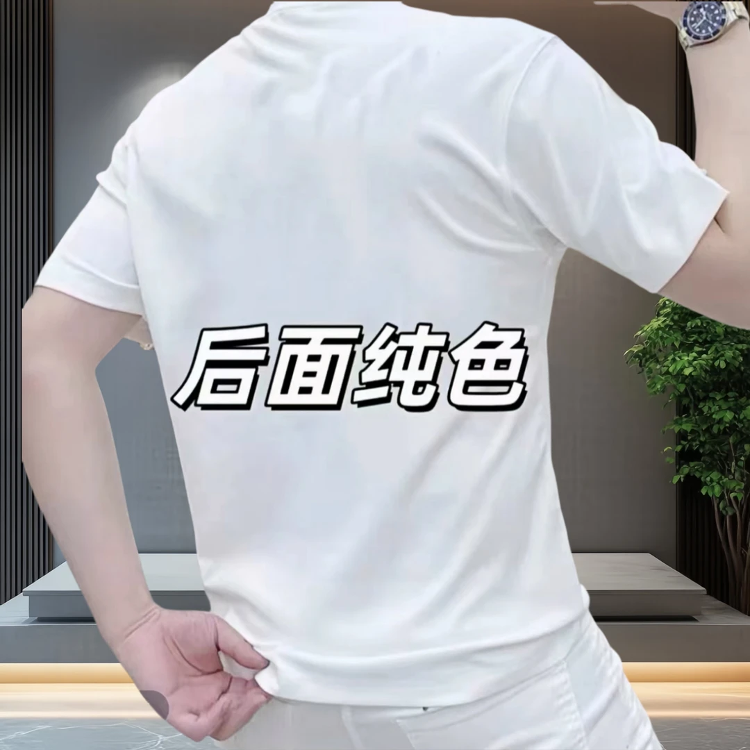 25年新款简约纯棉半袖图案圆领百搭时尚修身休闲潮流T恤打底衫帅