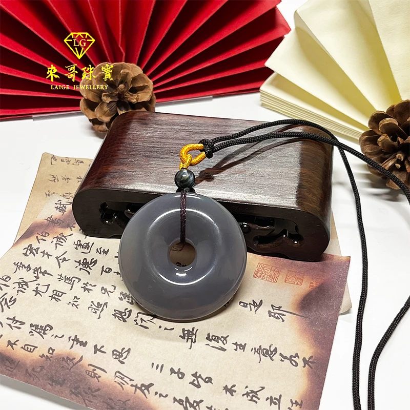 女神节福利价【来哥严选】马里亚纳海沟深海黑冰平安扣高货绳款