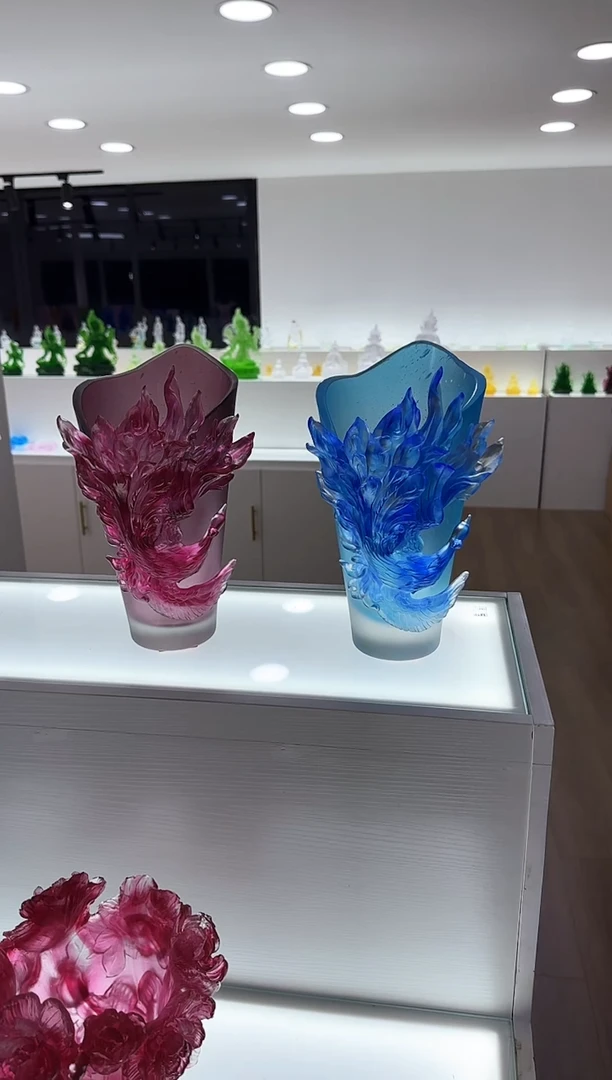 手工艺品琉璃古法琉璃凤凰花瓶备注颜色