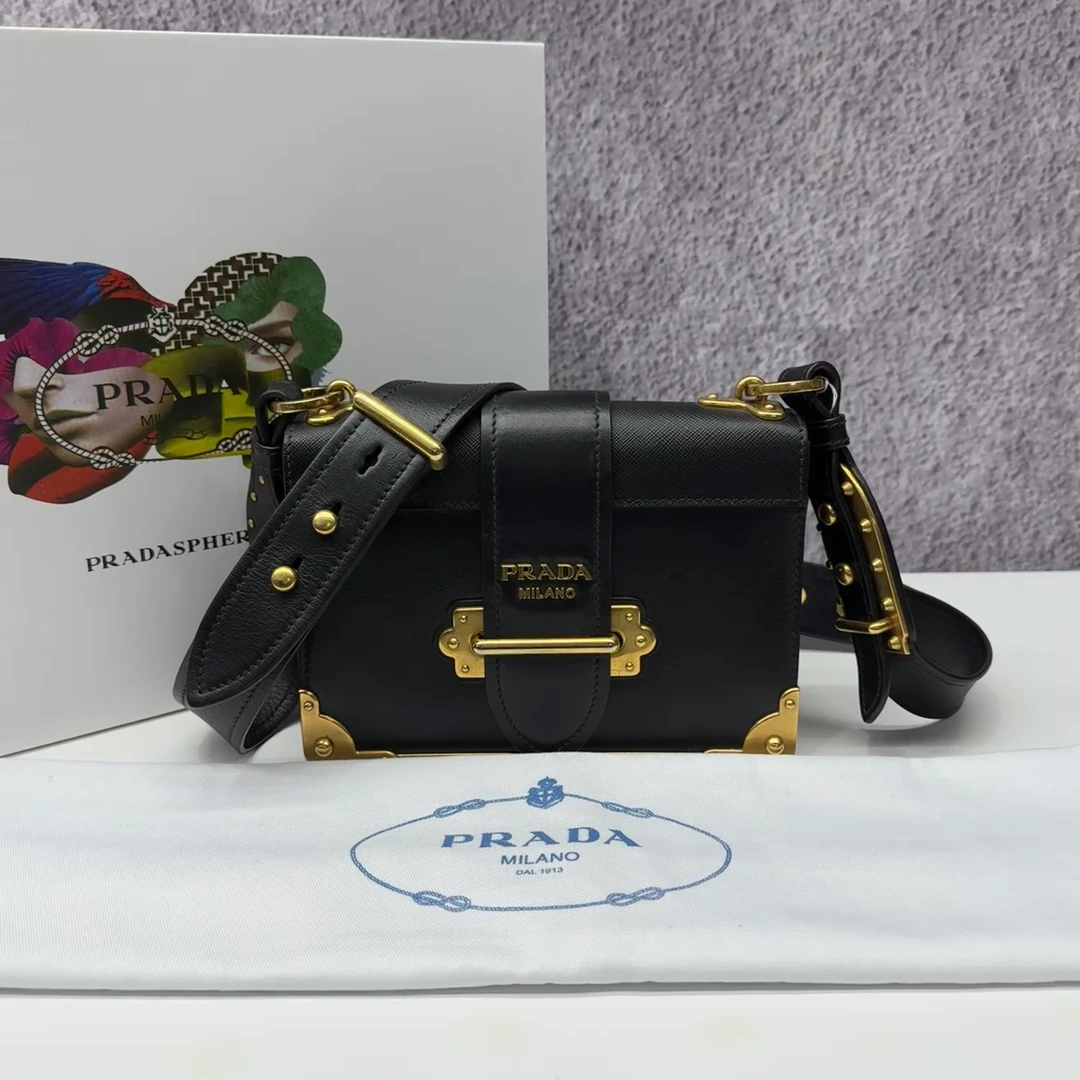 95新 Prada/普拉达 黑色单肩包 C1192447 9078
