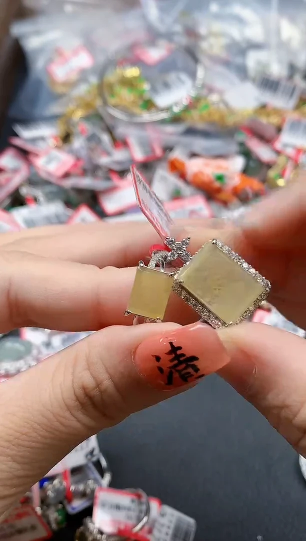 银S925镶嵌戒指翡翠天然A货缅甸翡翠