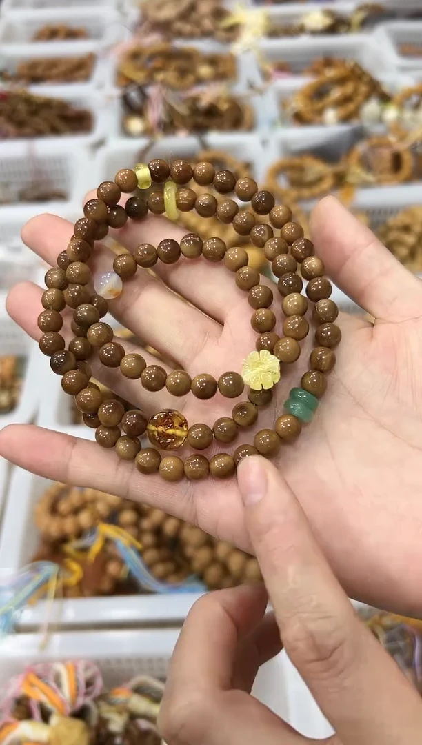 蜜蜡吊坠(赠链)未镶嵌diy库克卡7mm设计款 多圈叠戴 脖挂