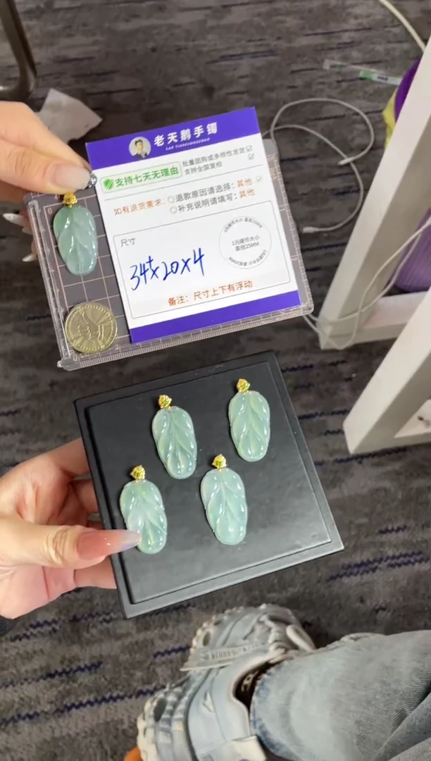 18K金镶嵌挂件翡翠叶子FL11/多样性发其一CP配绳