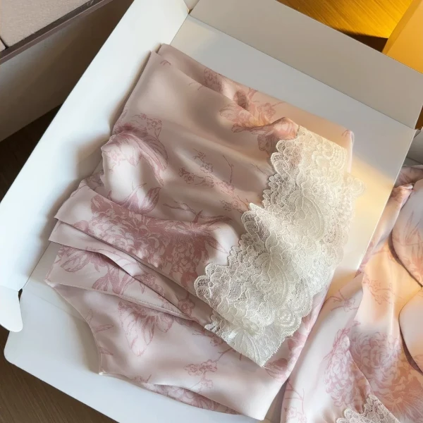 【DSYJ大睡衣家】轻奢高级蕾丝花边冰丝睡衣女套装夏新款修身家居服