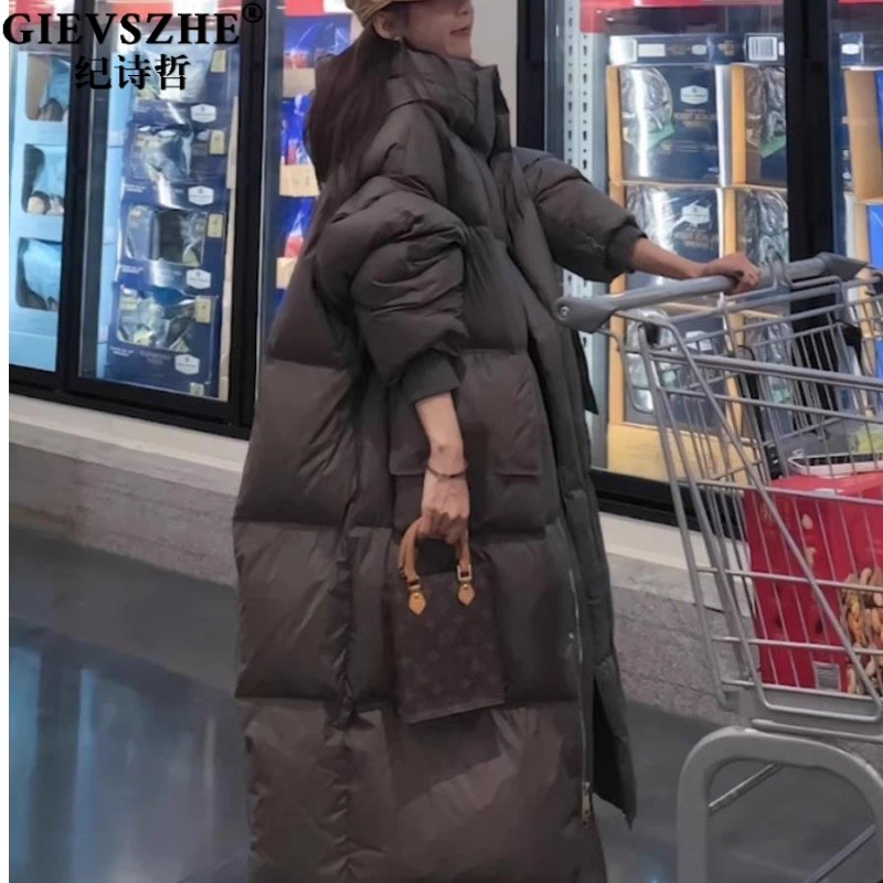 纪诗哲冬季90白鸭绒羽绒服女2025年女款新款中长款感炸街时尚加厚