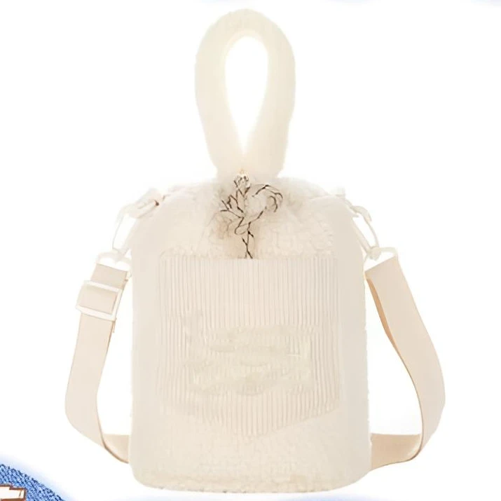 可爱毛绒水桶包w
