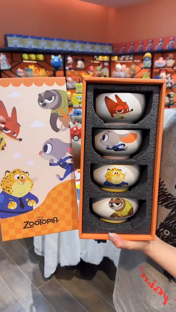 瓷片@@疯狂动物城4.5寸四碗礼盒装