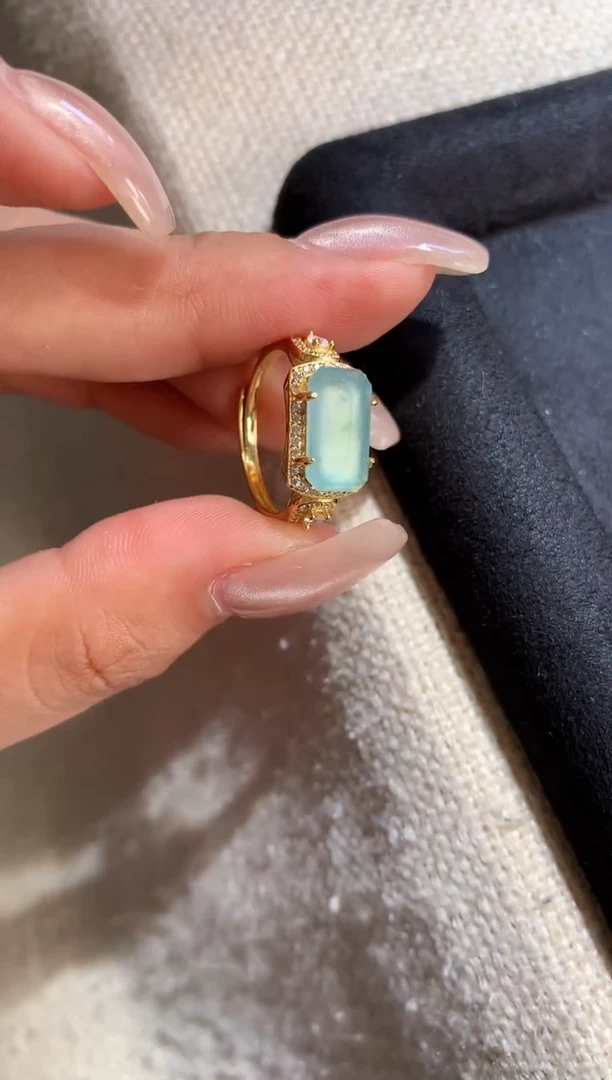 翡翠戒指银S925镶嵌戒指