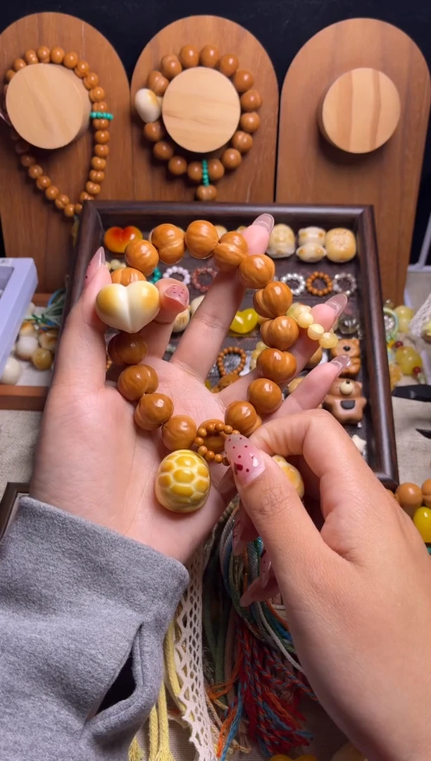 手串猴头核桃喜*乐全品聚宝盆爱心绿跑环橄榄核跑环吊富甲坠全穿