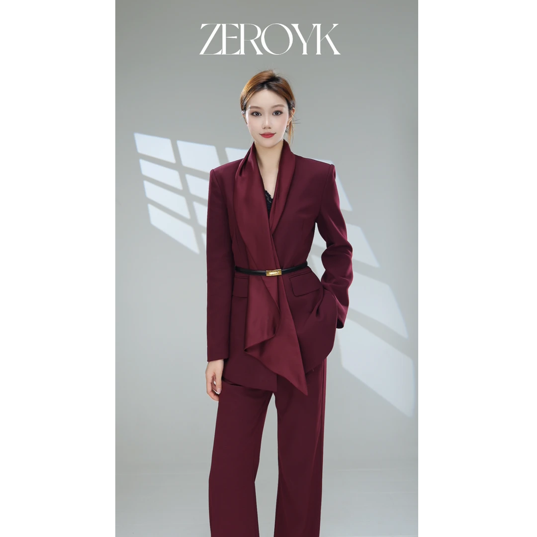ZEROYK翎蔻 深圳南油秋款时尚领口飘带设计高级感气质女神三件套