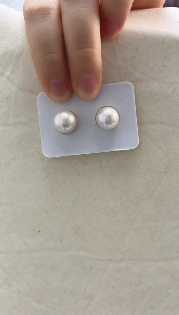 银S925镶嵌耳饰淡水珍珠筑*巢11-12三钻耳钉