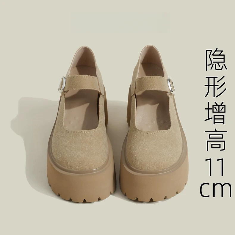 小个子勃肯轻奢鞋女一脚蹬厚底单鞋百搭内增高全包博肯鞋圆头2025