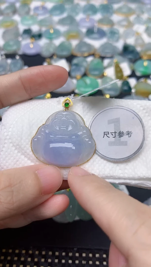 颈饰18K金镶嵌翡翠天然缅甸A货翡翠