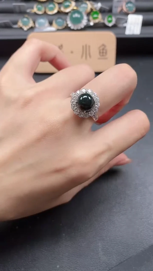 翡翠戒指银S925镶嵌5151-6
