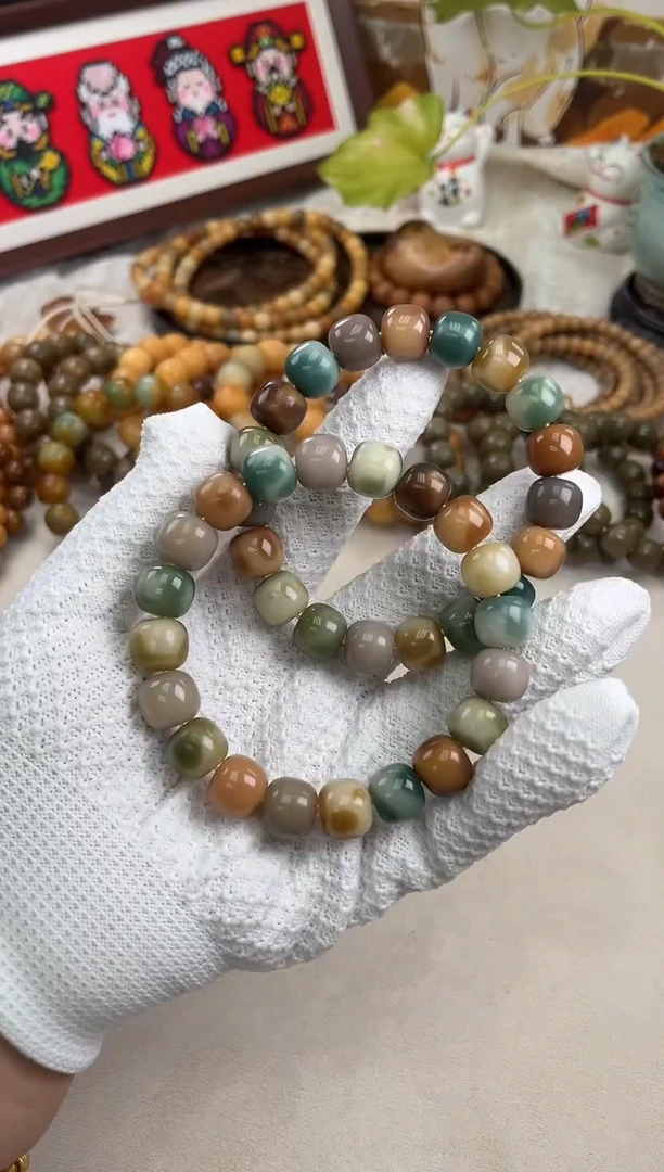 手串菩提根/象牙果a876 卡13 水磨三花猫微瑕